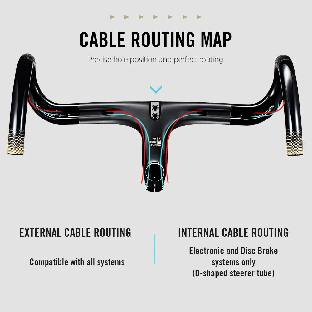 Carbon Road Bike Integrated Handlebar Inner Cable Routine Bent Bar Bicycle Parts
