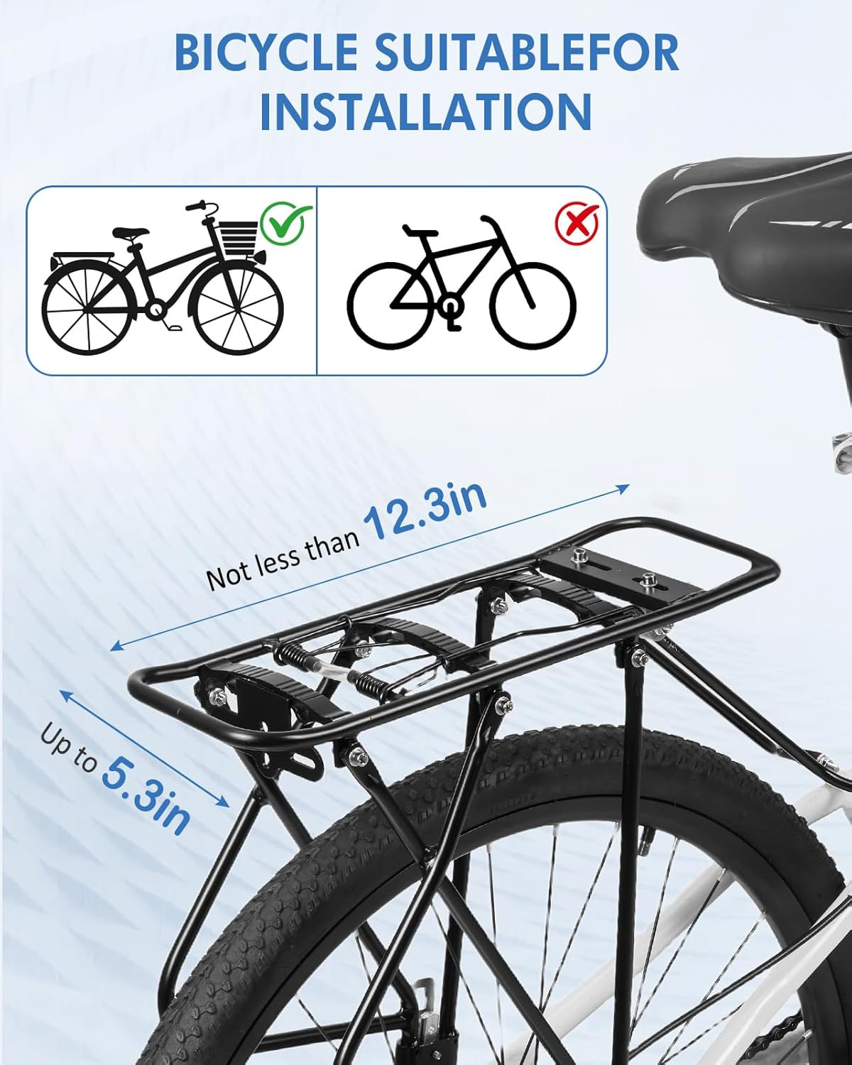 Kids Bike Seat Set, Comfort Bike Seat with Backrest, Wide Child Bicycle Rear Sea