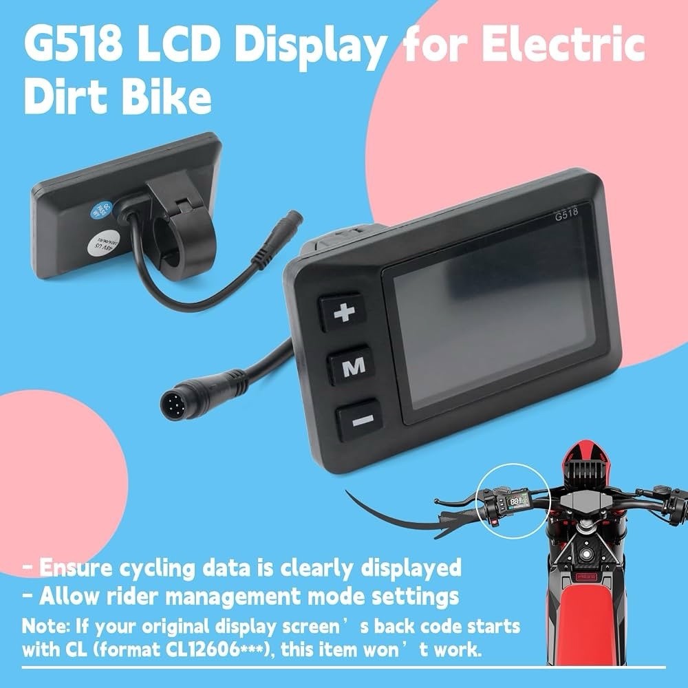 6-Pin G518 LCD Display Screen For Yozma IN10 IN 10 Electric Dirt Bike E-Bike NEW