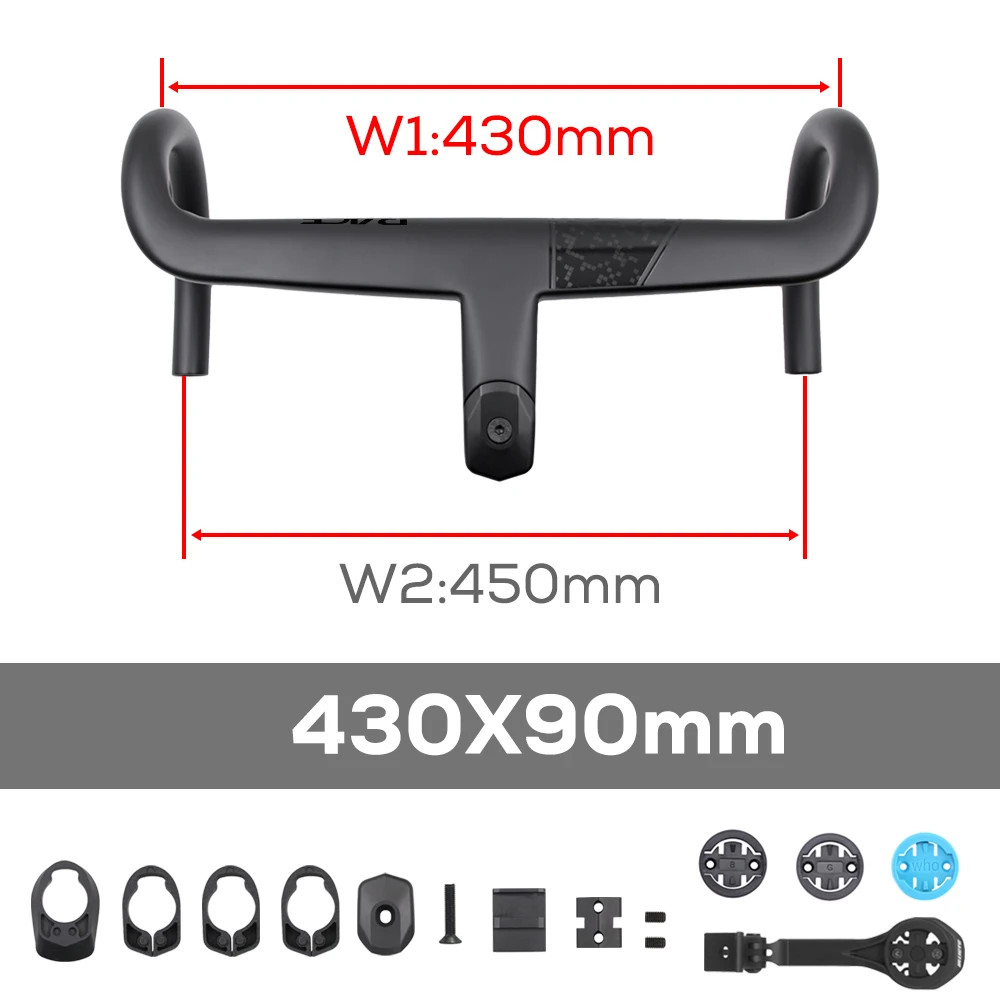 Carbon Full Internal Cable Routing Road Bicycle Integrated Handlebar 370-430mm