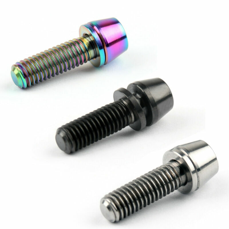 M5x16mm Titanium Ti Bolts Allex Hex Bike Stem Tapered Head Screw + Washer 6pc US