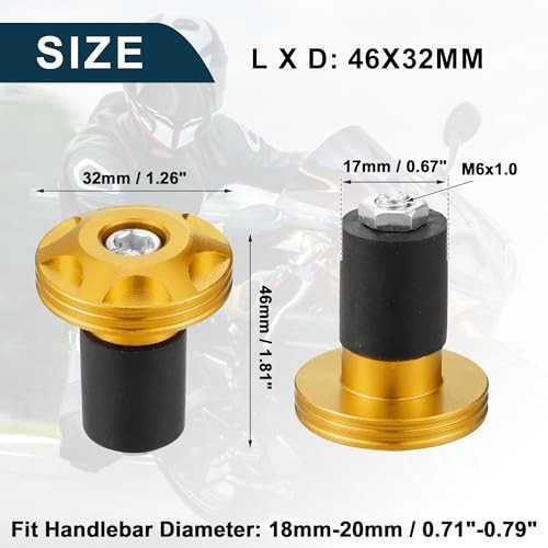 Motorcycle Handlebar End Plug Aluminum Alloy 18mm-20mm 0.71″-0.79″ 32mm OD