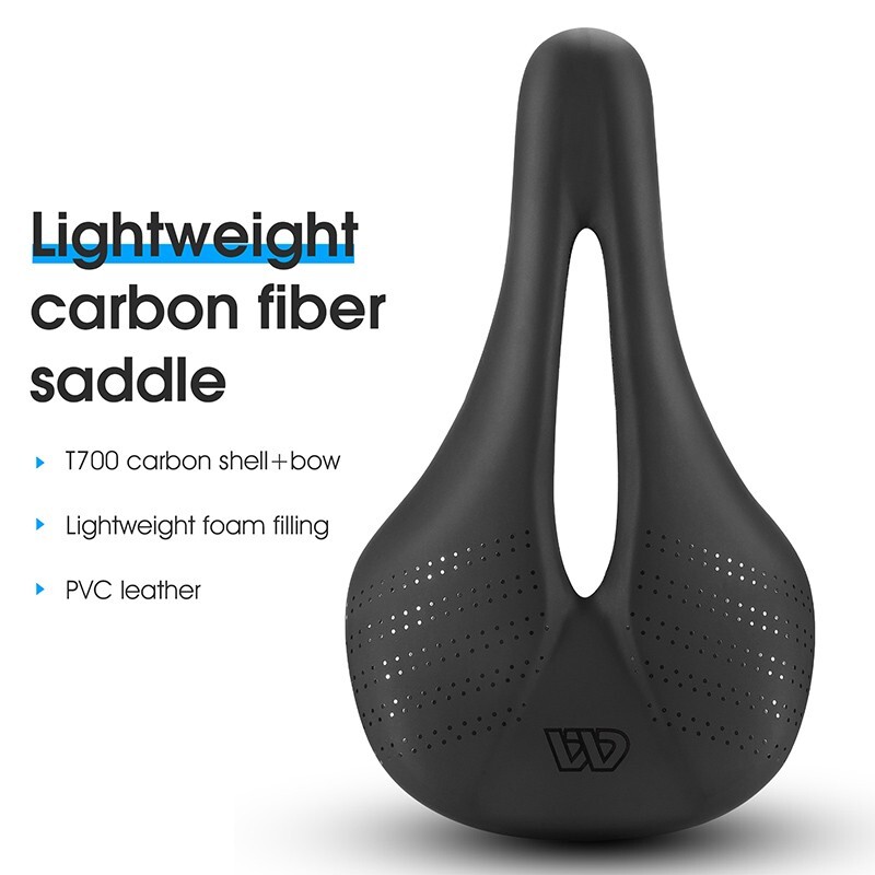 WEST BIKING Leather Carbon Fiber Road Bike Saddle Racing Bicycle Saddle Cushion
