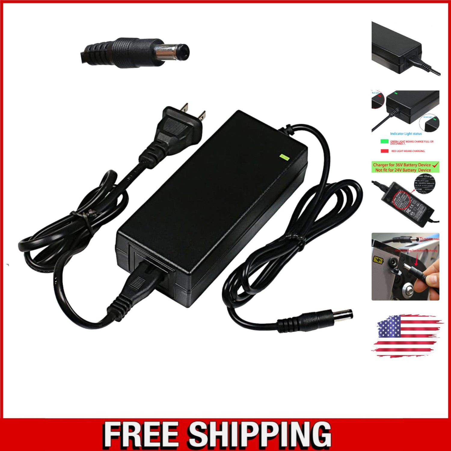 Compact 42V 2A Wall Adapter for 36V Electric Bike – Charging Indicator Included