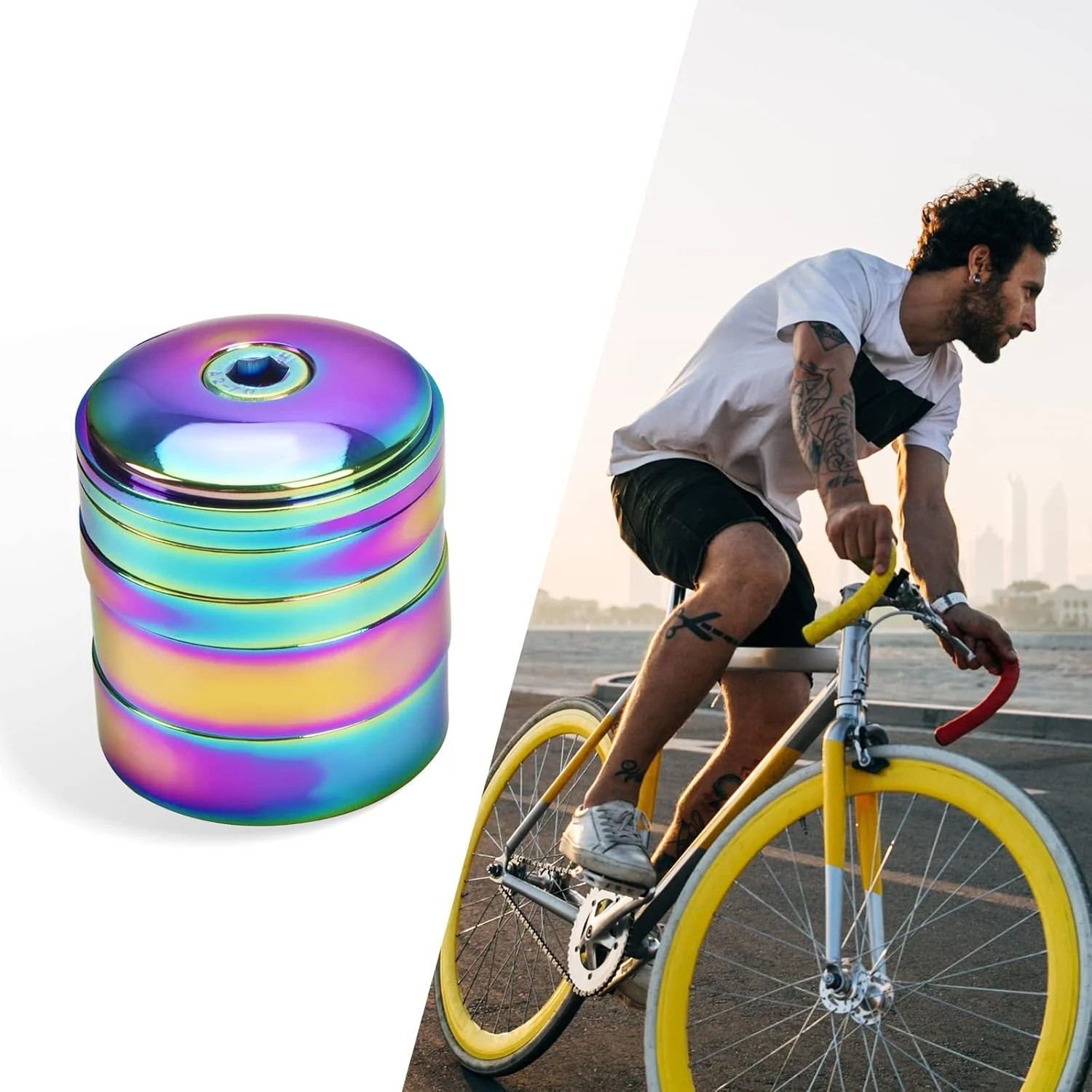 1 1/8 Inch Headset Spacer with Stem Top Cap Bolt Kit Rainbow 28.6mm Fork Tube Wa