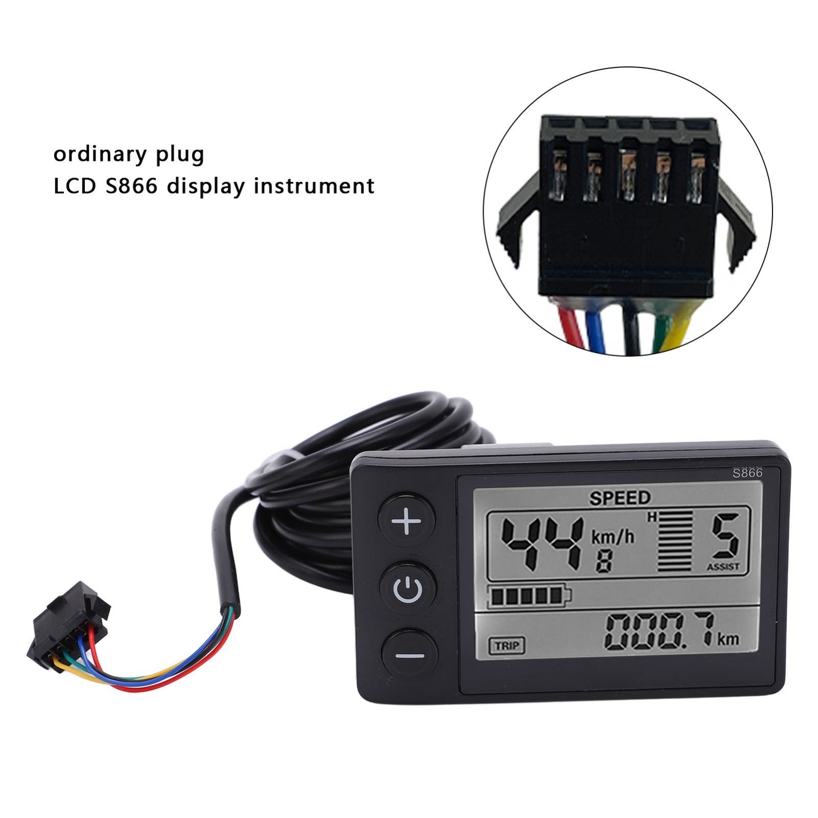 S866 E-Bike LCD Display Meter 24V 36V 48V Electric Bicycle Scooter Control Panel