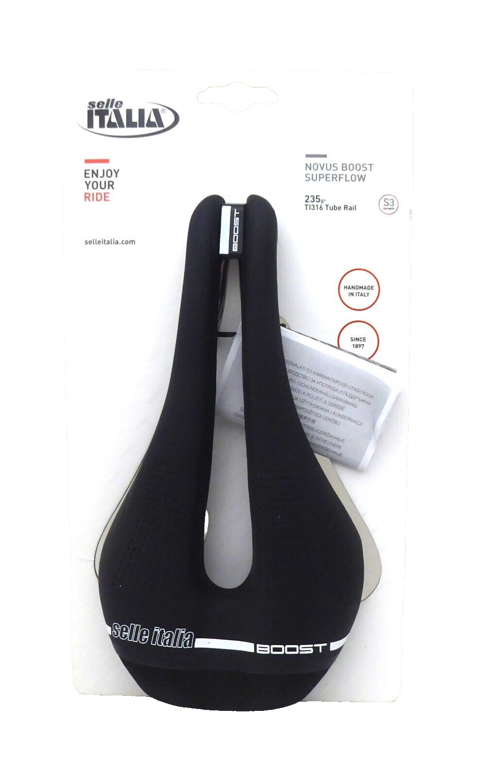 Selle Italia, Novus Boost Superflow, Saddle, 256 x 135mm, 240g, Black