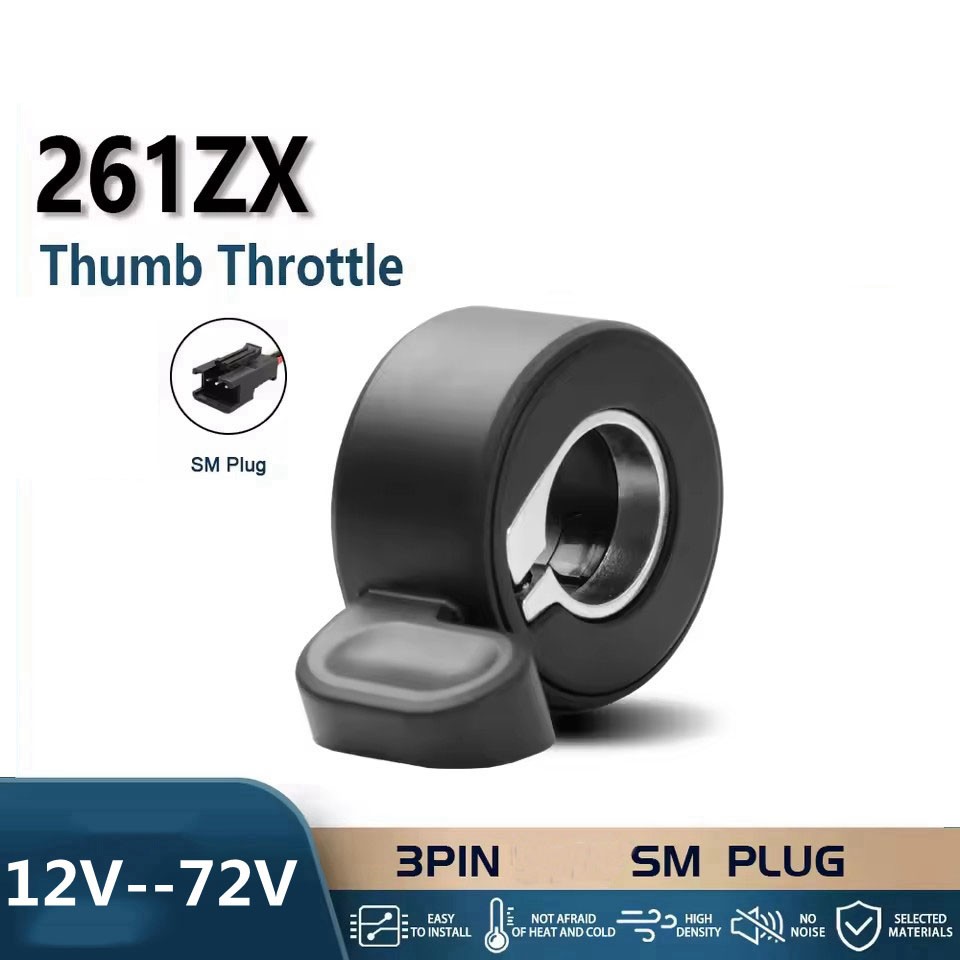 For 12V/24V/36V/48V/52V/72V Electric Bicycle 261ZX Thumb Throttle 3Pin SM Plug