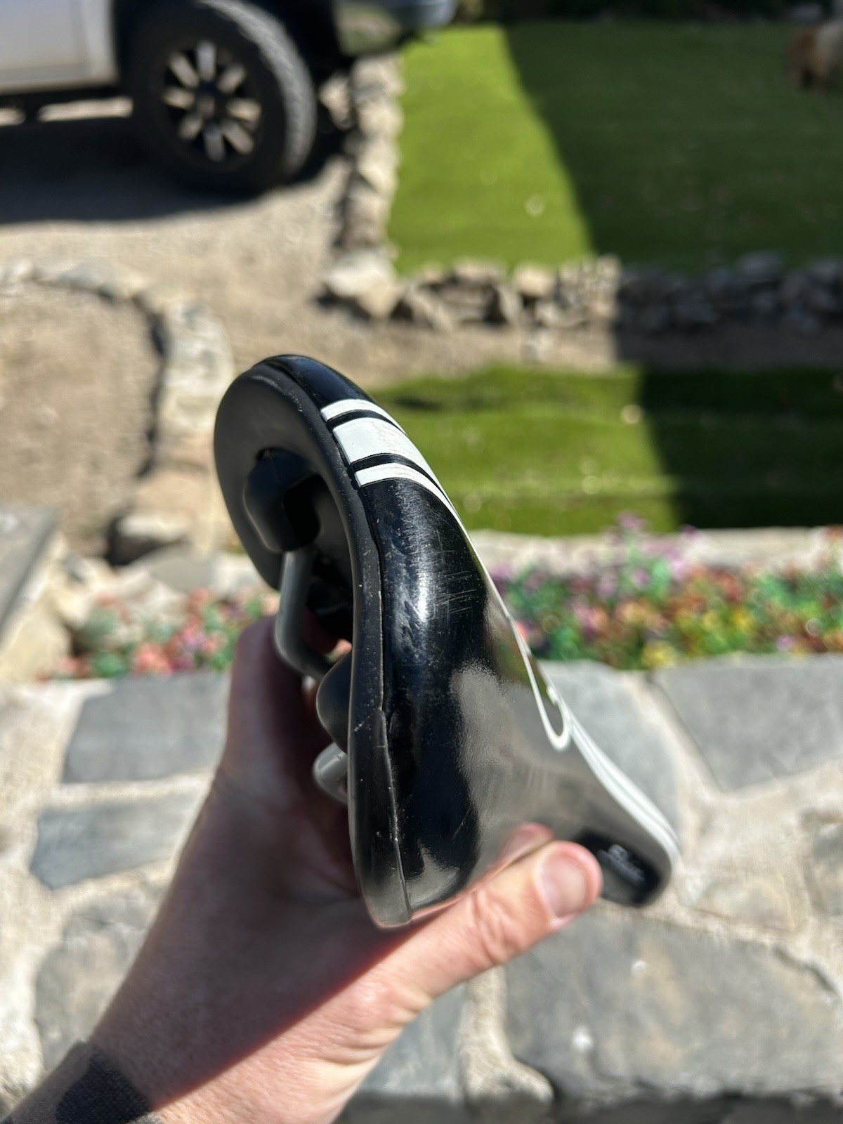 Vintage Schwinn Seat Black S Logo White Stripe BMX Saddle 365g Racing