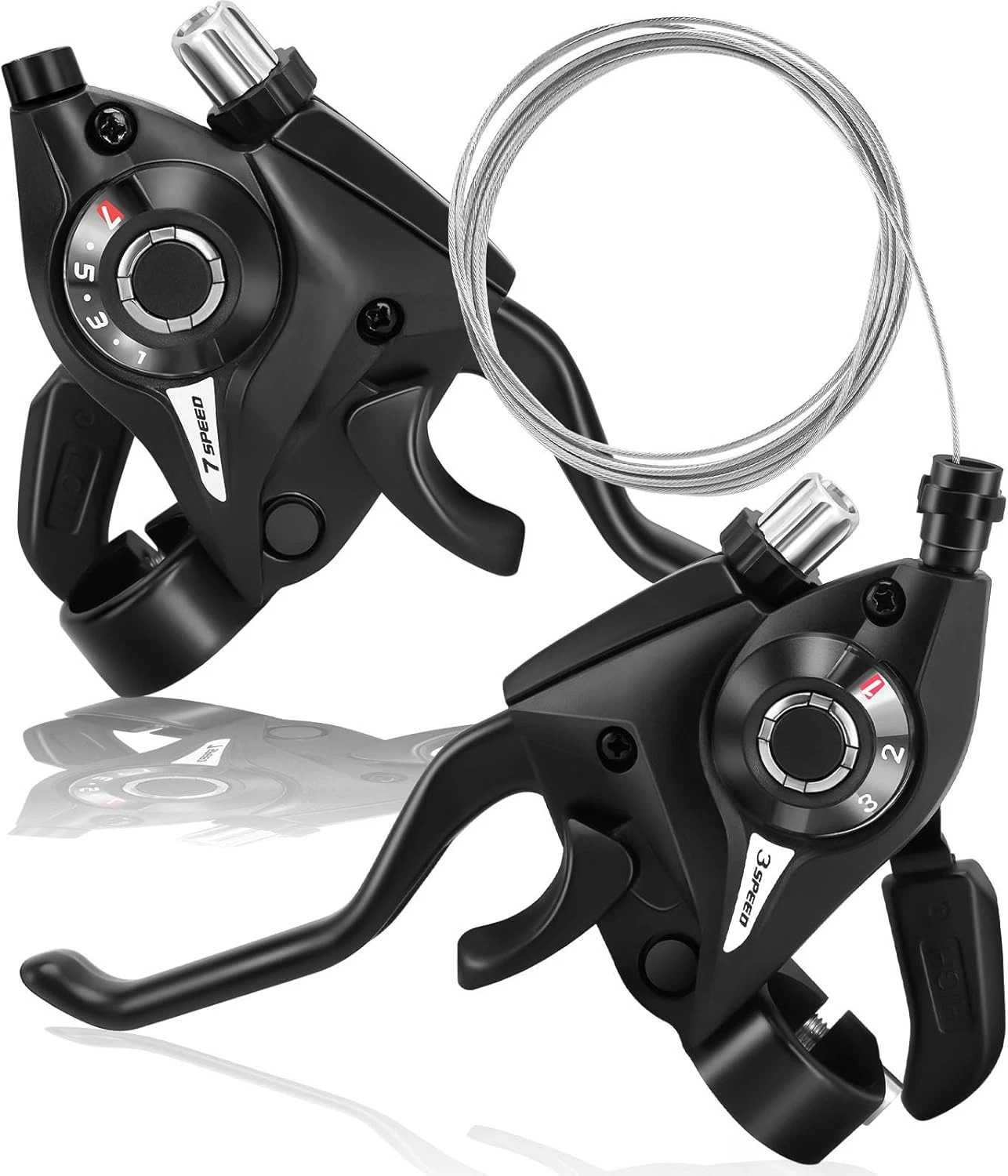 Bike Gear Shifter, 3X7 21 Speed Shifter Brake Lever Set for Mountain Bike, Road