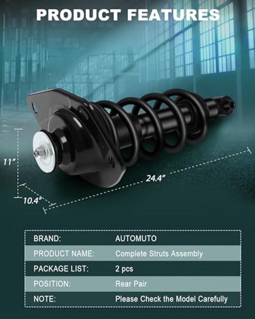 Rear Pair Complete Struts Spring Assembly Shock Absorber Compatible with 2010