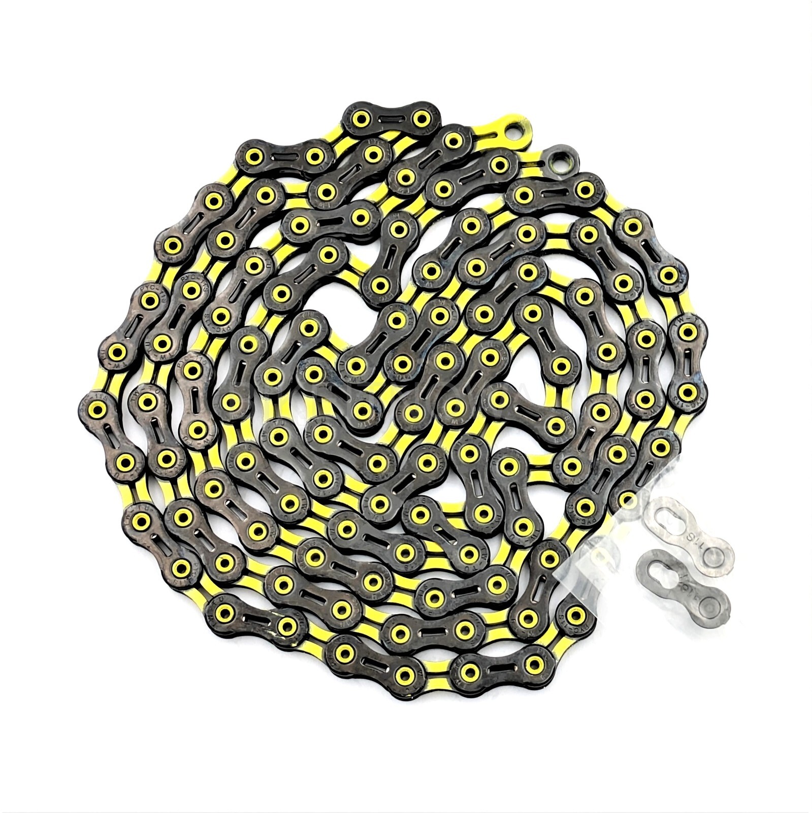 PYC DLC Hollow Ultralight 11-Spd Chain 116L,for Road/MTB/CX/Gravel, Black/Yellow