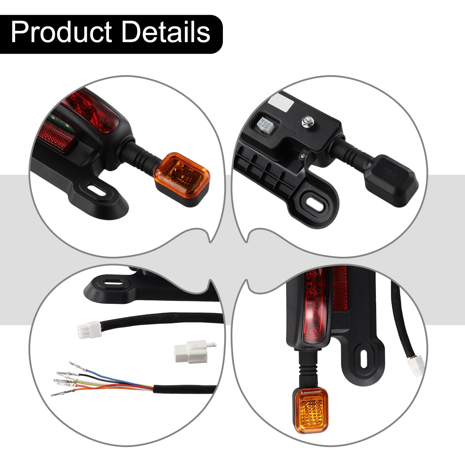Electric Bicycle Taillight Assembly in Black and Yellow with 12V Support