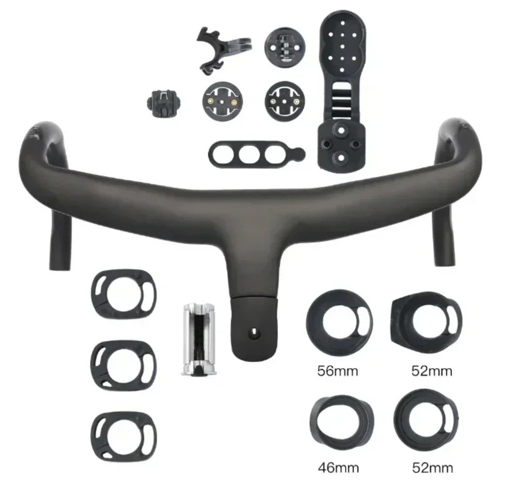 Carbon Fiber Road Bike Integrated Handlebar 400mm 420mm 440mm Computer Mount