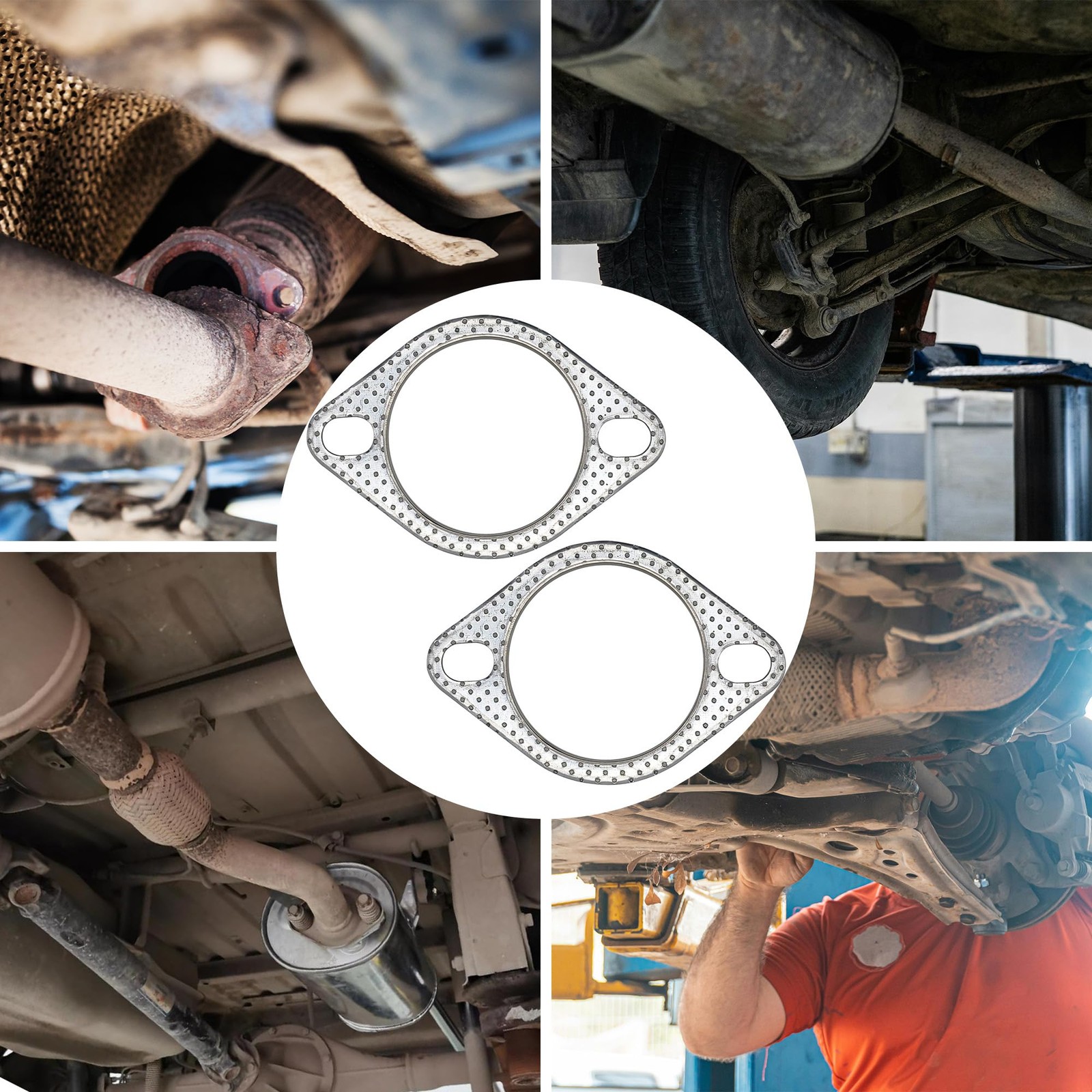 YGQ 2.75 Inch 70mm Exhaust Gasket 2 Bolt for Muffler Flange Manifold in