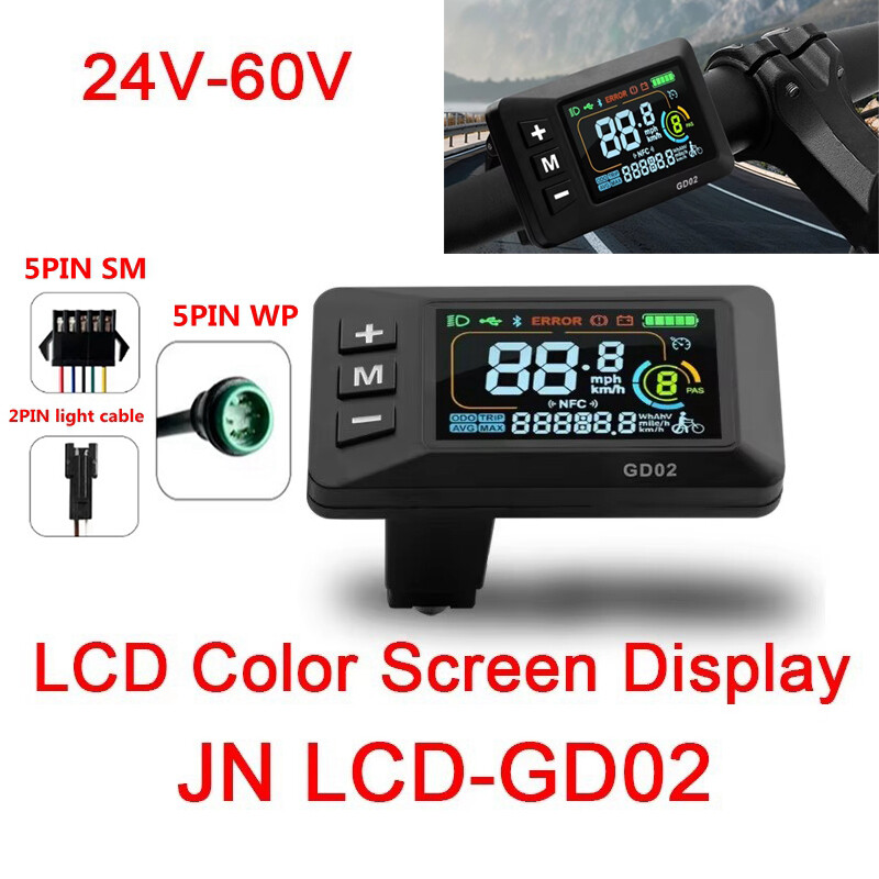 24/36/48/60V Bicycle Speed Color Gauge Waterproof Display 2/5 Pin SM&WP Plug