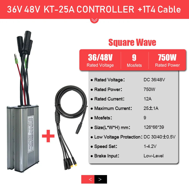 E-bike Controller 36V 48V 15-30A Waterproof Brushless 250W-1000W Hub Motor
