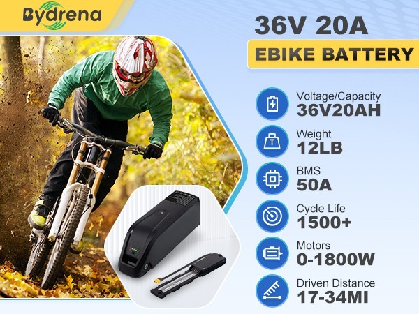 HaiLong Bicycle Battery 36V 20Ah 720Wh 40A BMS Suitable for 0-1200W Motors