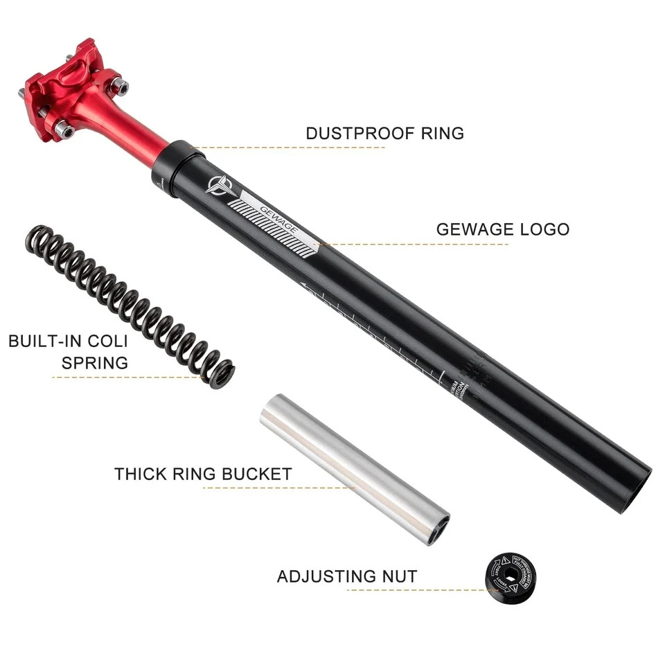 Suspension Seatpost for Bicycles – 27.2/30.9/31.6 X 400mm Shock Absorbing Bike