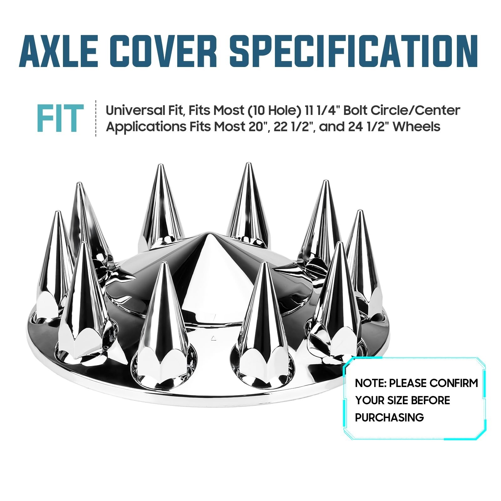 ABS Chrome Plastic Front Axle Cover Kit Spike Axle Wheel Covers 33mm Thread-O…