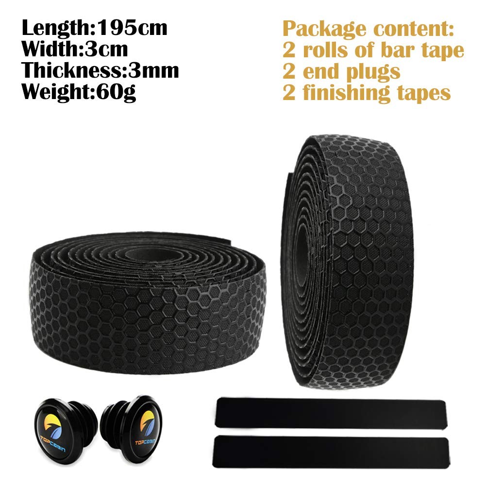 Bicycle Handlebar Tape EVA Camouflage Comfort Road Bike Bar Tape 2 Rolls Black