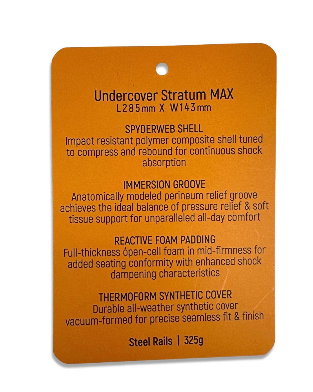 Tioga Undercover Stratum MAX Bike Saddle Steel Rails 285x143mm Black 325g