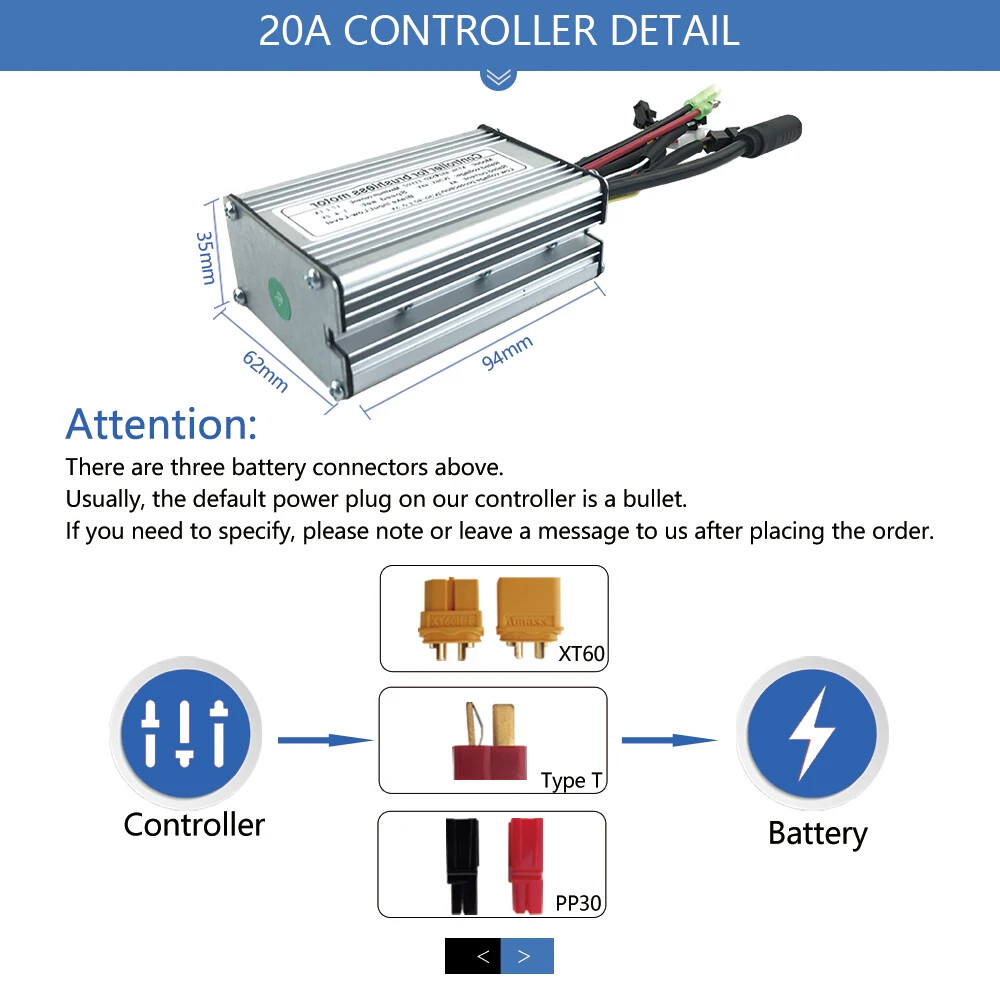 Electric Bicycle Kit Brushless Controller Square Wave 6 Mosfet 24V 250W 10A 20A