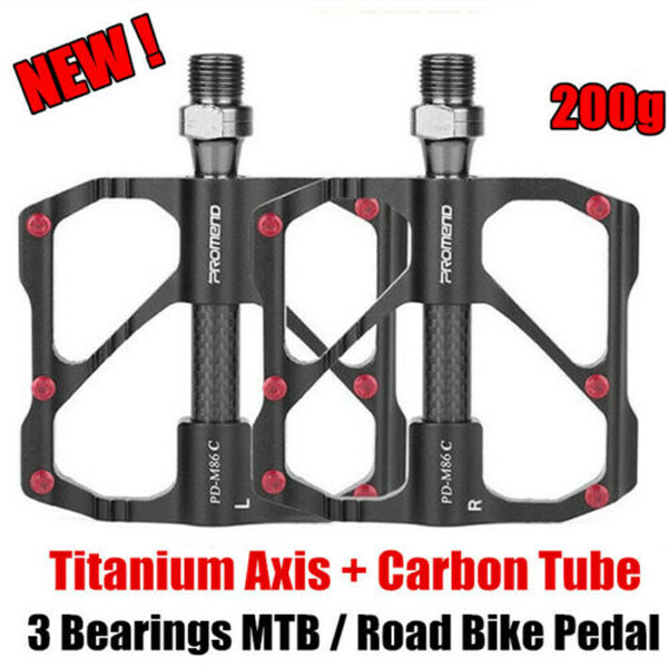PROMEND 3 Bearings Bicycle Flat Pedal Carbon Tube Titanium MTB Road Bike Pedal