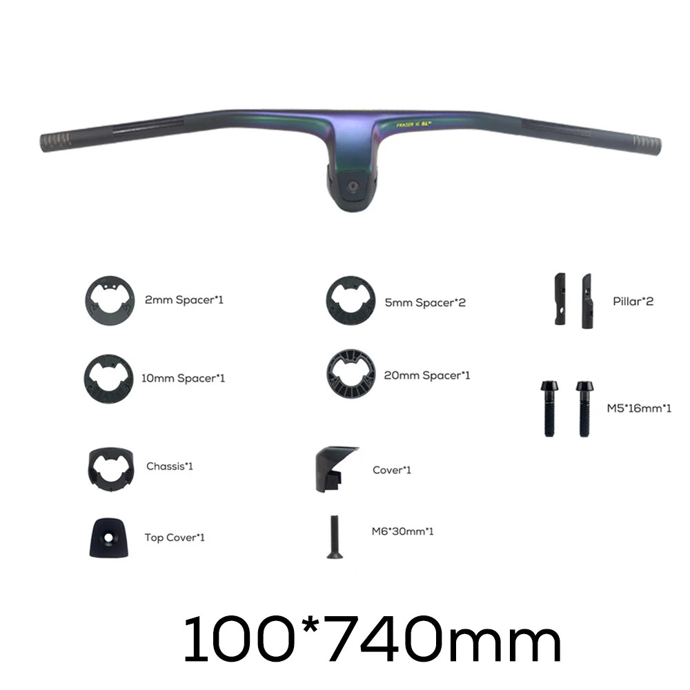 -20° Full Carbon Fiber MTB Bicycle Integrated Cockpit Handlebar 740mm 760mm