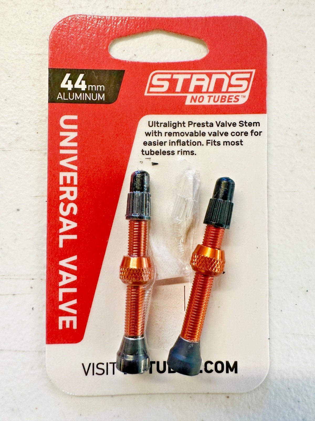 Stan’s NoTubes 44mm Presta Valve Stems Tubeless, Orange