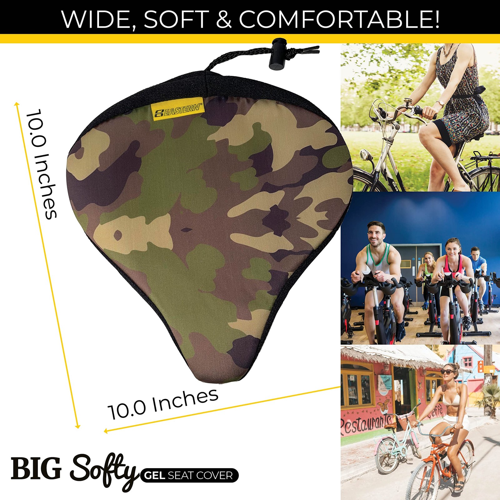 Big Softy Gel Bike Seat Cushion Cover – Extra-Wide Saddle Pad for Cruiser, Ex…