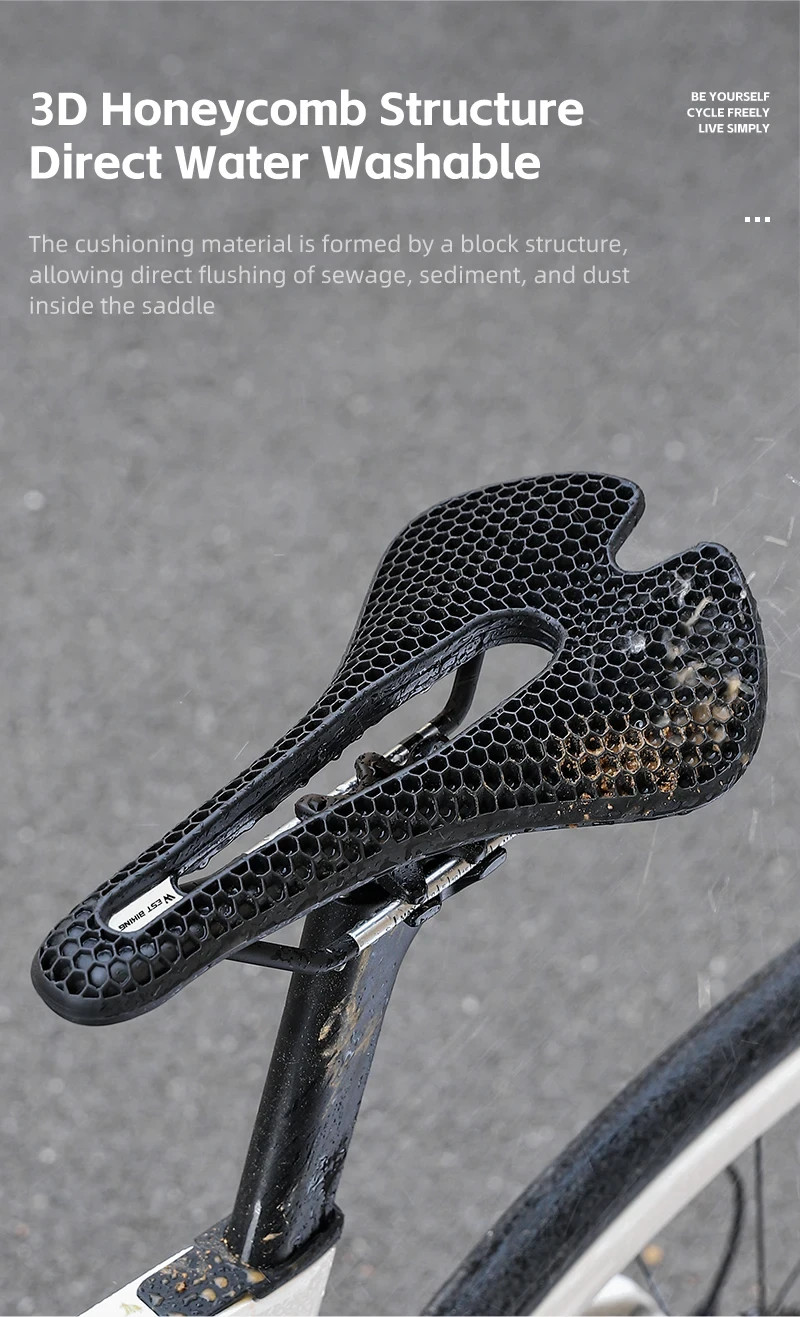 3D Honeycomb Bike Seat Cushion Soft Comfort Bicycle Saddle Wide Shock Absorbing