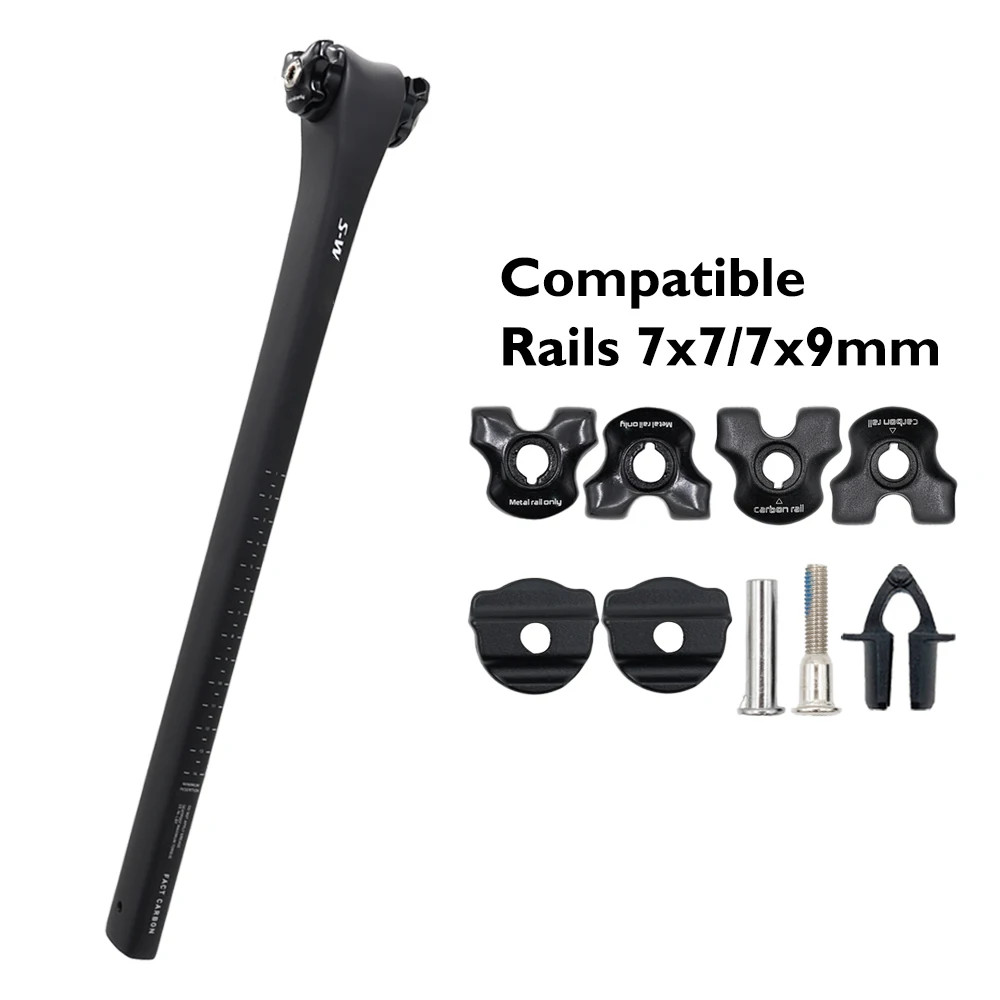 D-Shaped Matte Carbon Fiber Bicycle Seatpost 0mm Offset 300mm 380mm Length