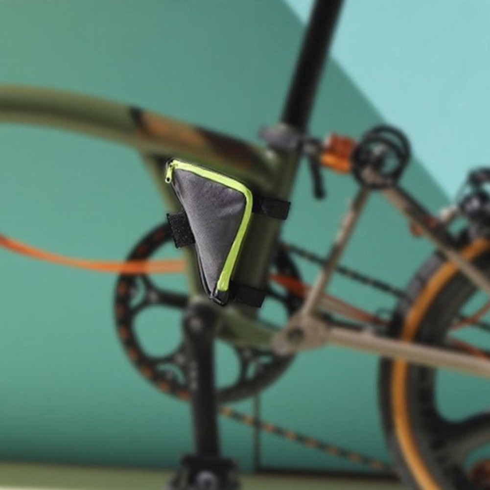Compact Triangular Bicycle Bag for Brompton Frame 5.51×4.13×1.65 inch Green PU
