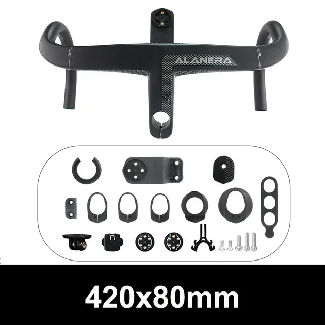 380-440mm Carbon Road Bike Internal Wiring Integrated Bar with Comput Holder
