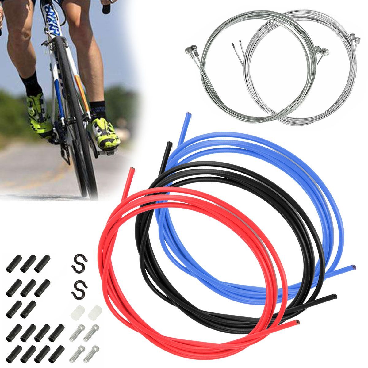 1-2 Set Universal Bicycle Derailleur Shift Brake Cable Housing Kit MTB Road Bike
