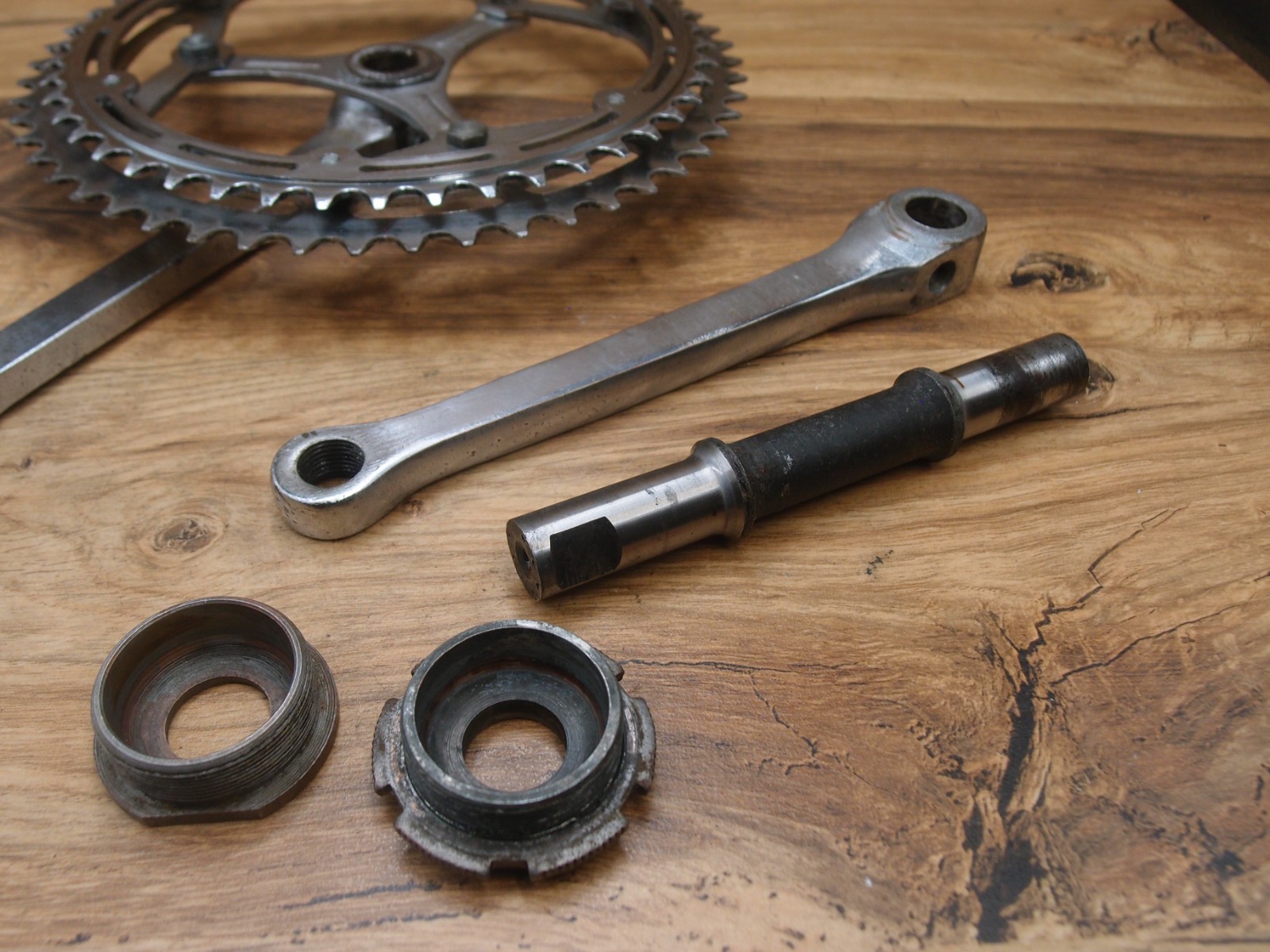 cottered crankset NERVAR made in France 52/47 T 170 mm + bottom bracket 1960’s