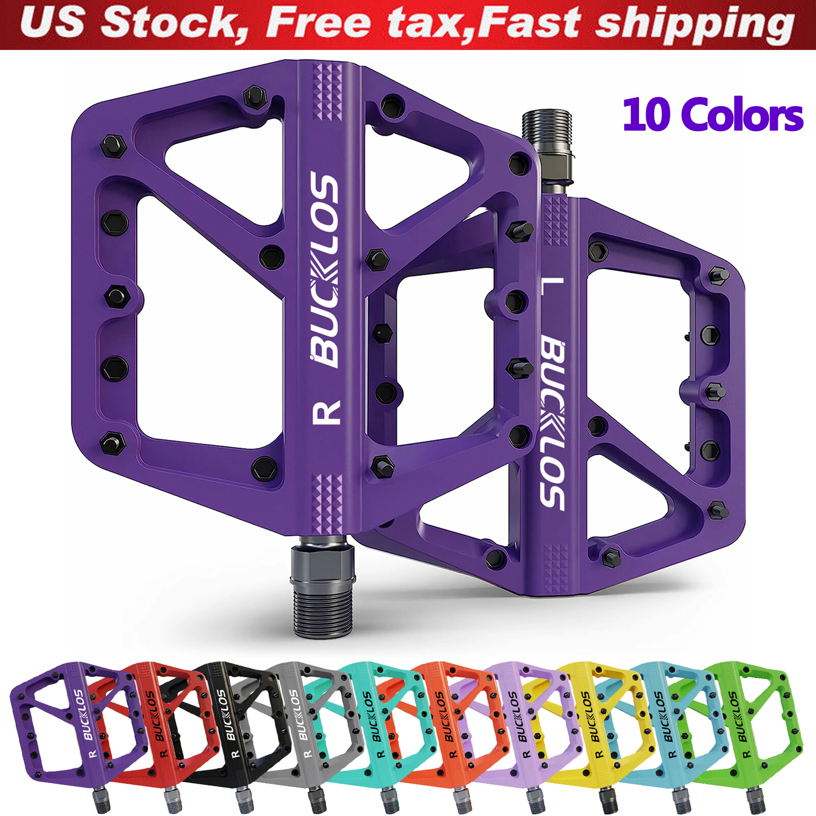MTB Platform Pedals Bicycle Bearing Pedal Road/Mountain Bike Flat Pedal 9/16″ US