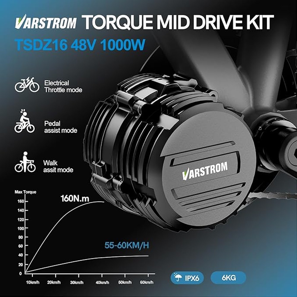 48V1000W Mid Drive Motor Kit TSDZ16 Torque Sensor Ebike Conversion Kit BB68-73MM
