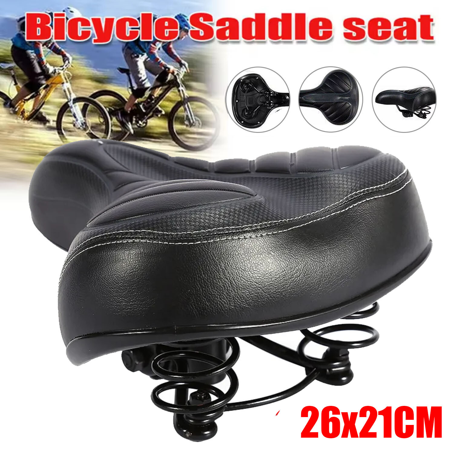 Wide Big Bum Soft Gel Cruiser Bike Saddle Bicycle Seat Comfort Air Cushion Pad