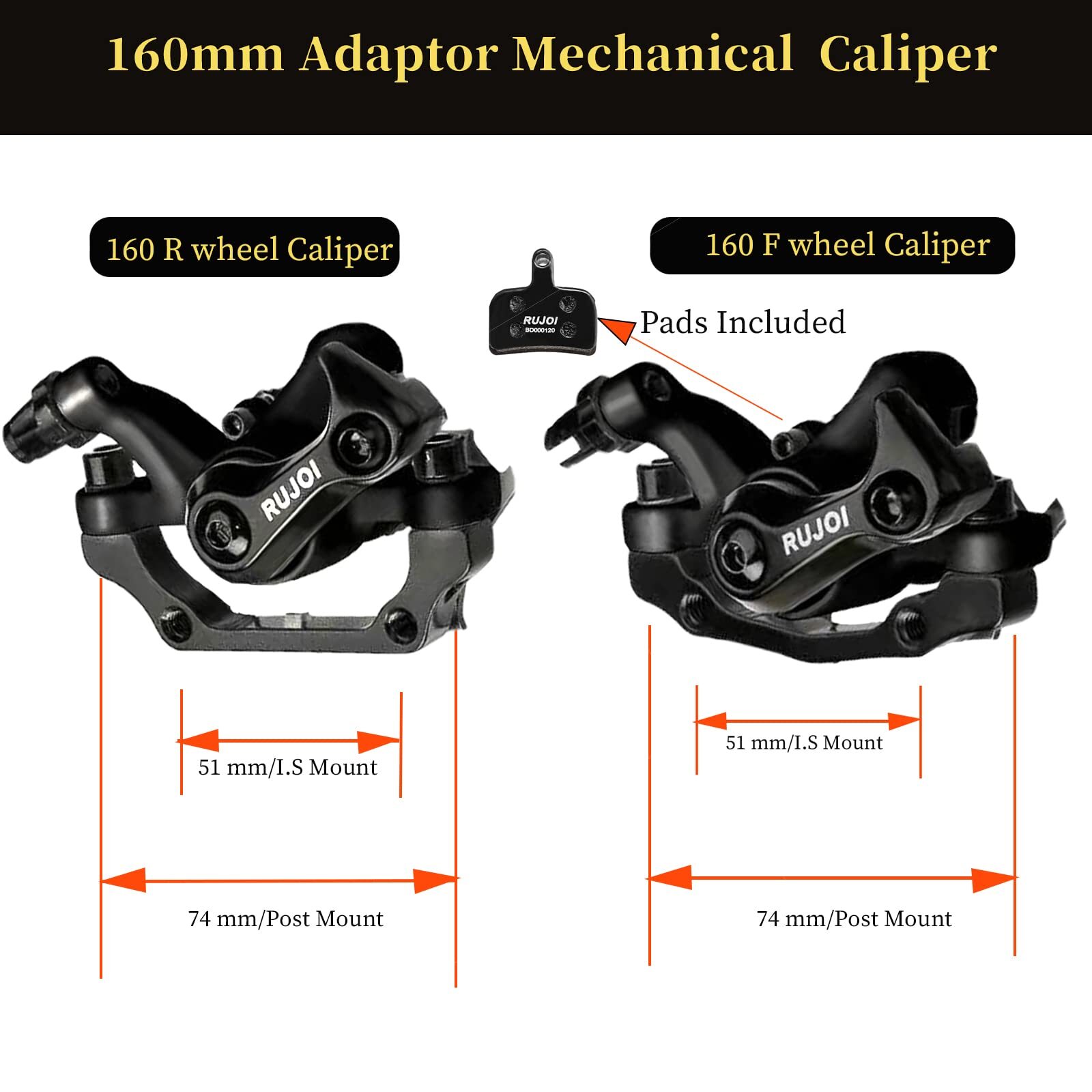 RUJOI Bike Disc Brake Kit Aluminum Front and Rear Caliper Full Aluminum Alloy
