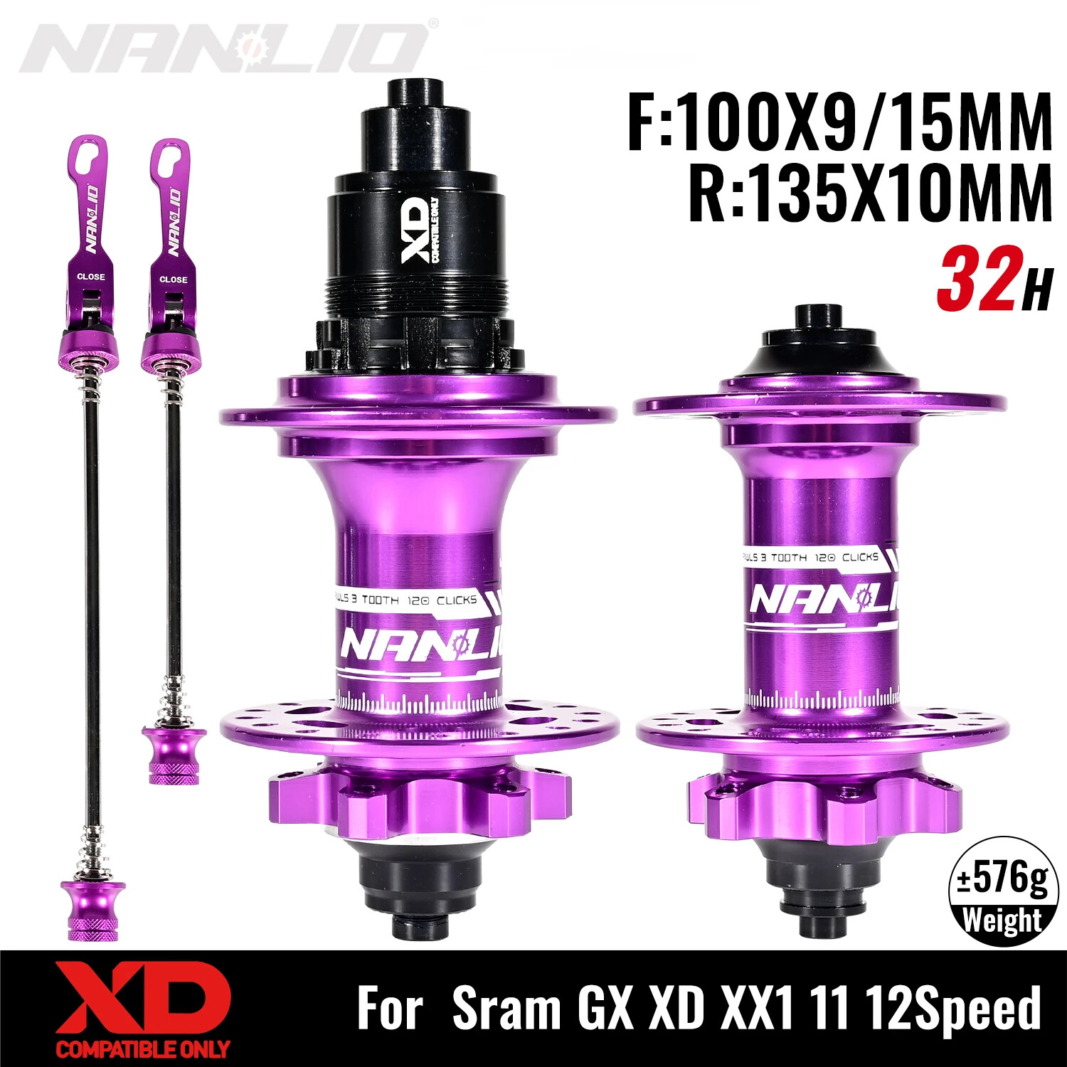 XD HG MS 28/32/36 Holes Mountain Bike Hubs 120Clicks Front 9*100mm Rear 135*10mm