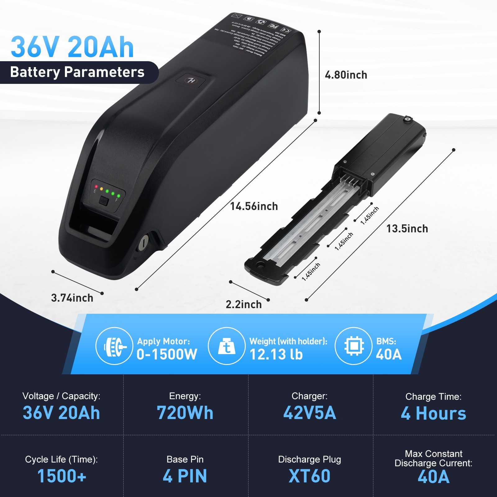 52V/48V/36V ebike battery lithium battery BMS for electric bicycle ≤2000W Motors