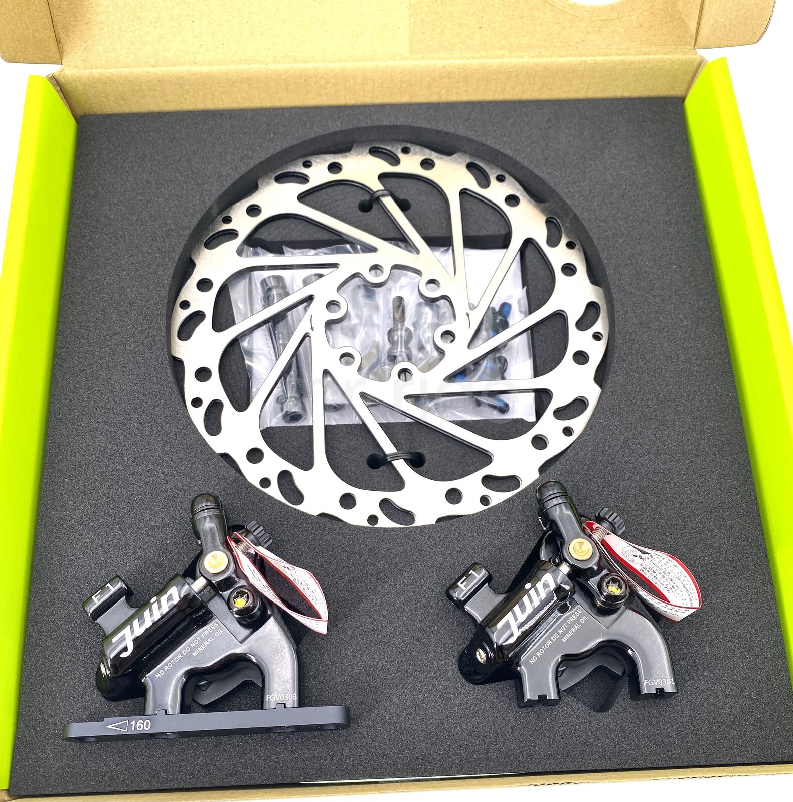 JUIN Tech F1 Hydraulic Flat mount Road/CX Bike Disc Brake set W/160 rotors Black