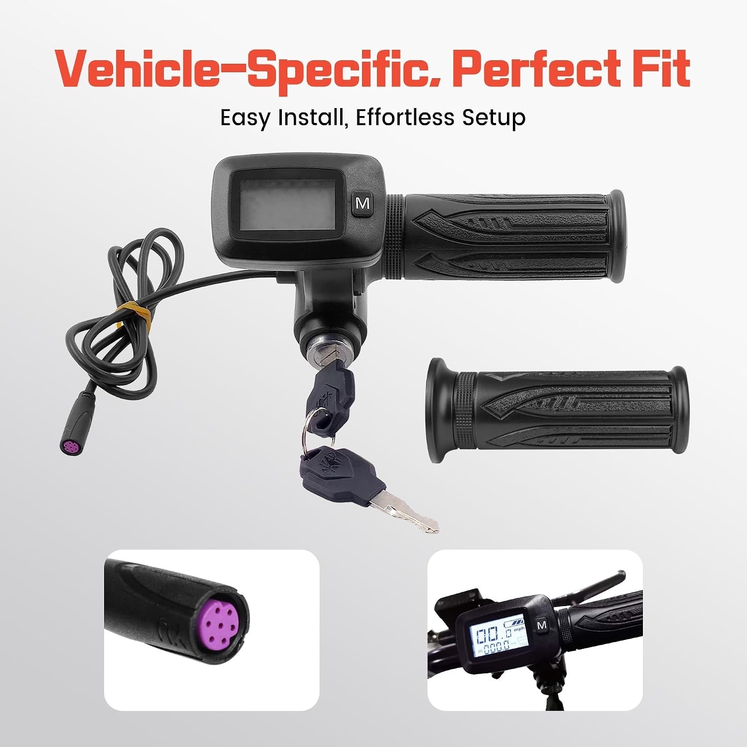 48V Ebike Throttle with LCD and Key Lock for Tutti Soleil Electric Bikes