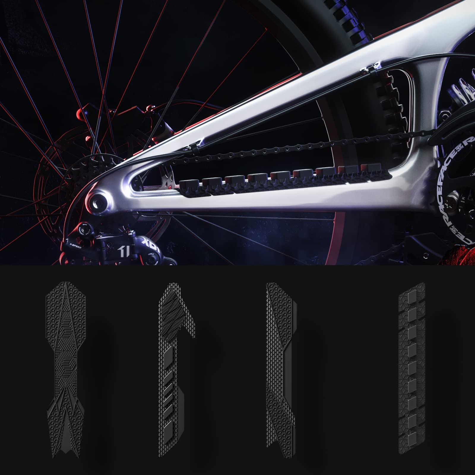 ENLEE Mountain Bike Chainstay Protector, MTB Silicone Chain Small, Black 4