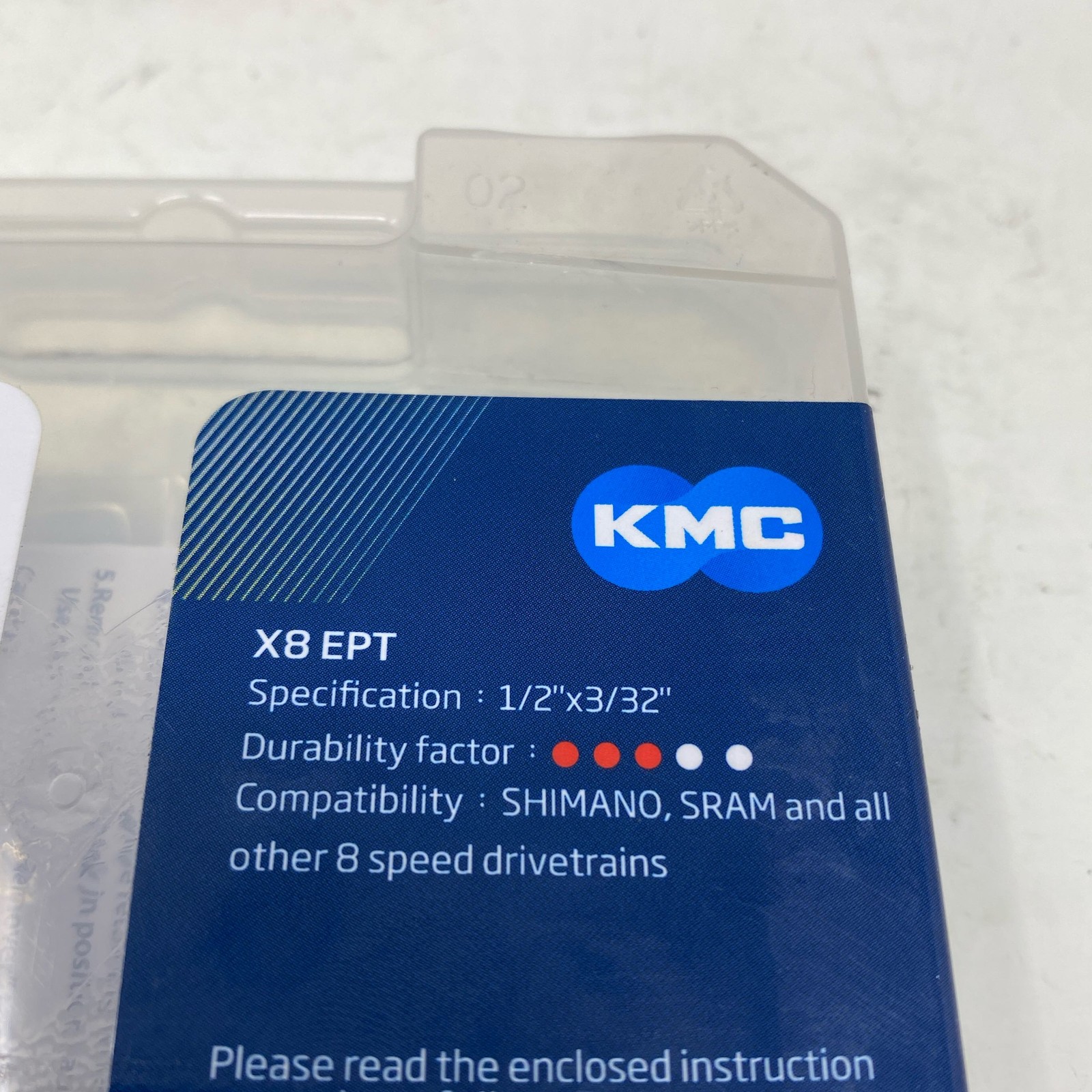 KMC X8 EPT 8-Speed Chain 116 Links 1/2×3/32 Gray/Silver