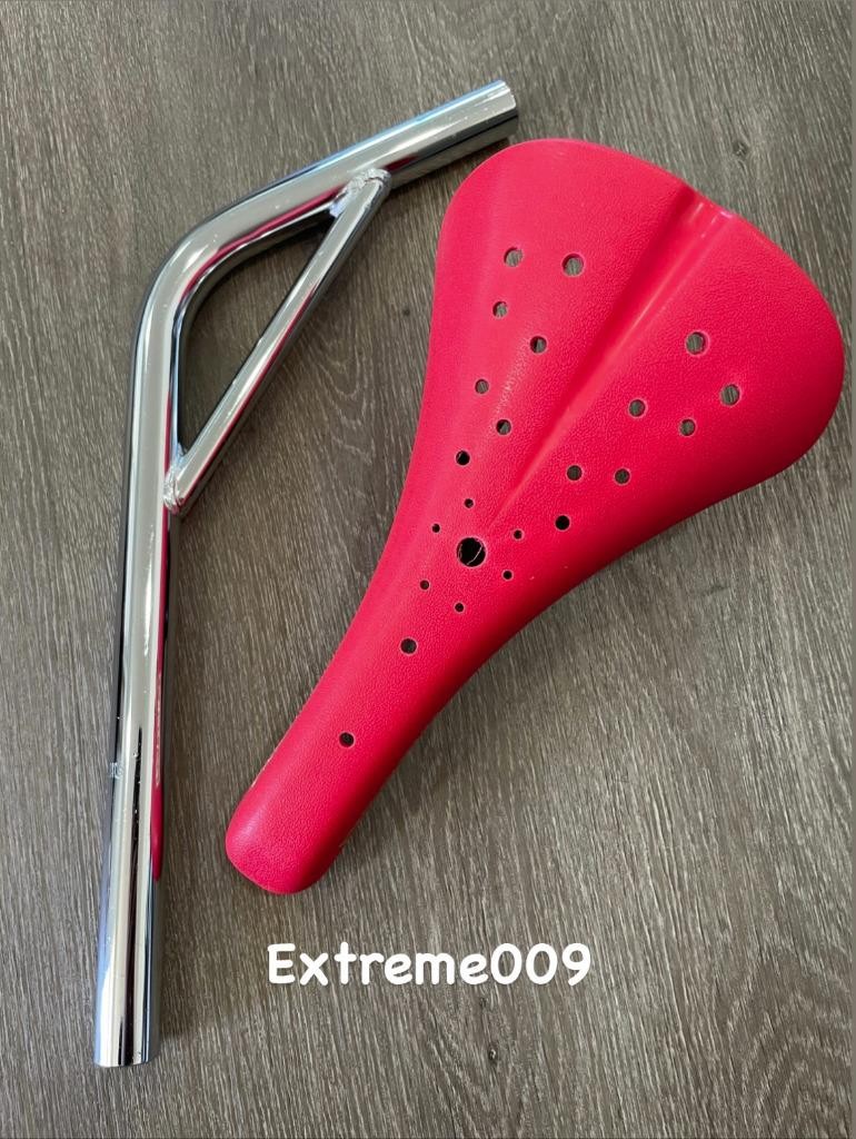Viscount Dominator Seat Bmx Hard Shell RED with Laid Back Seat Post 22.2mm 7/8