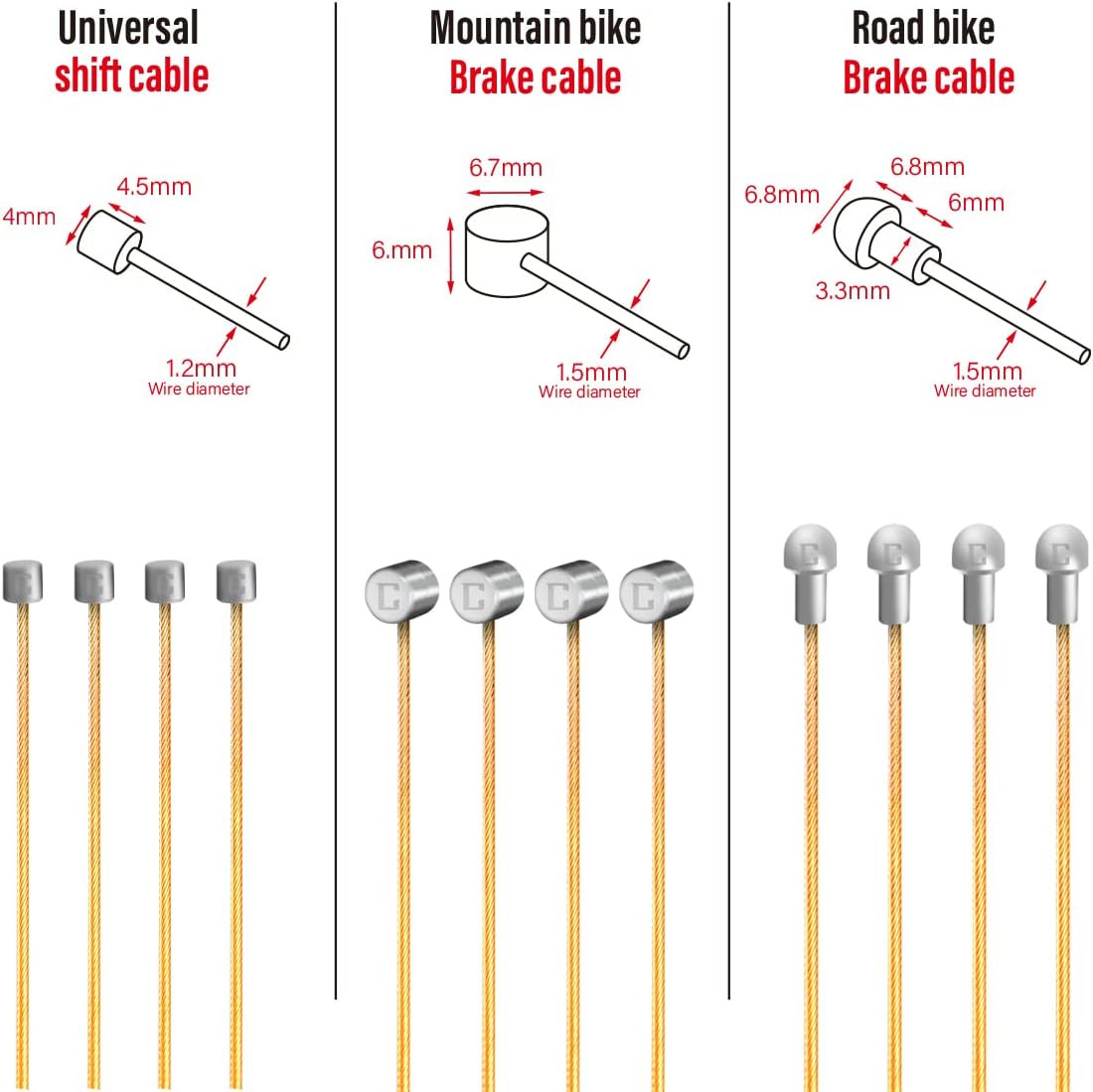 Pro Slick Polished Bike Shifter Cable for Shimano/SRAM|Mountain Bike，Road Bike，M