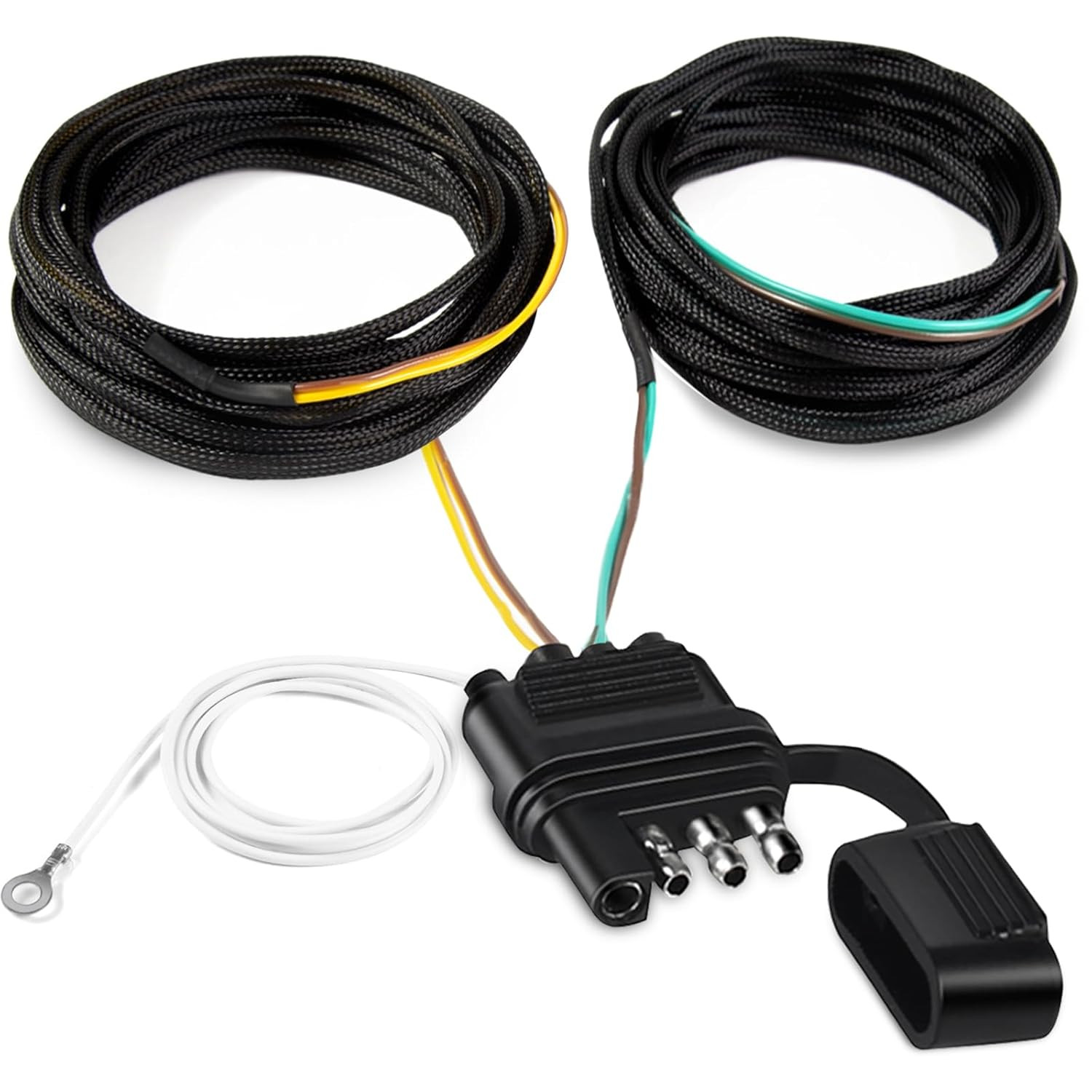 22FT Trailer Wiring Harness 4 Pin 5 Wire Connector Kit Nylon Protectiv Mesh Tube